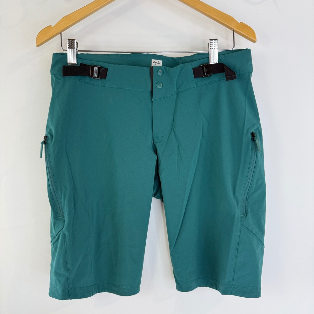 Rapha Trail Fast & Light Shorts Men Small Teal Green Adjustable MTB Cycling